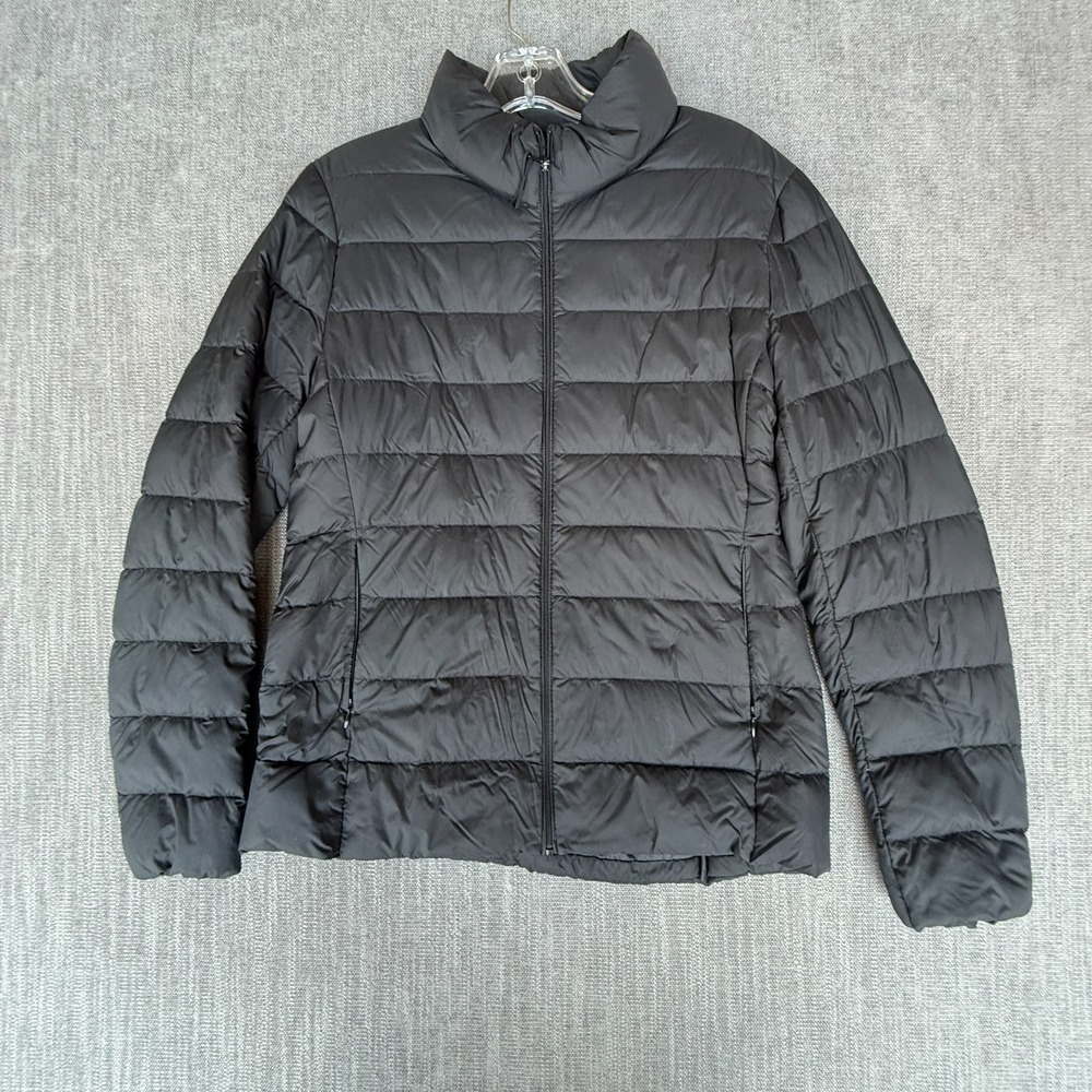 Uniqlo Ultra Light Down Puffer Jacket Womens M Black Packable Lightweight Zip Up